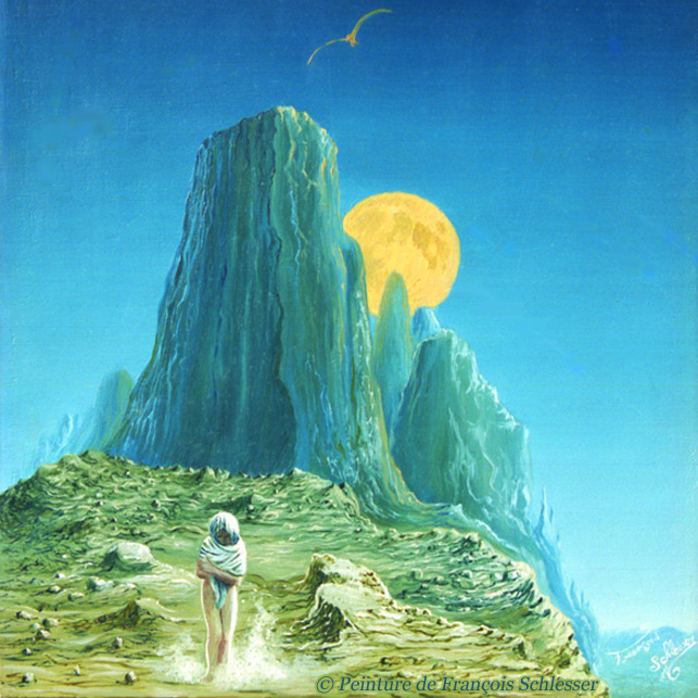 "La dame de la Lune" - Peinture de François Schlesser