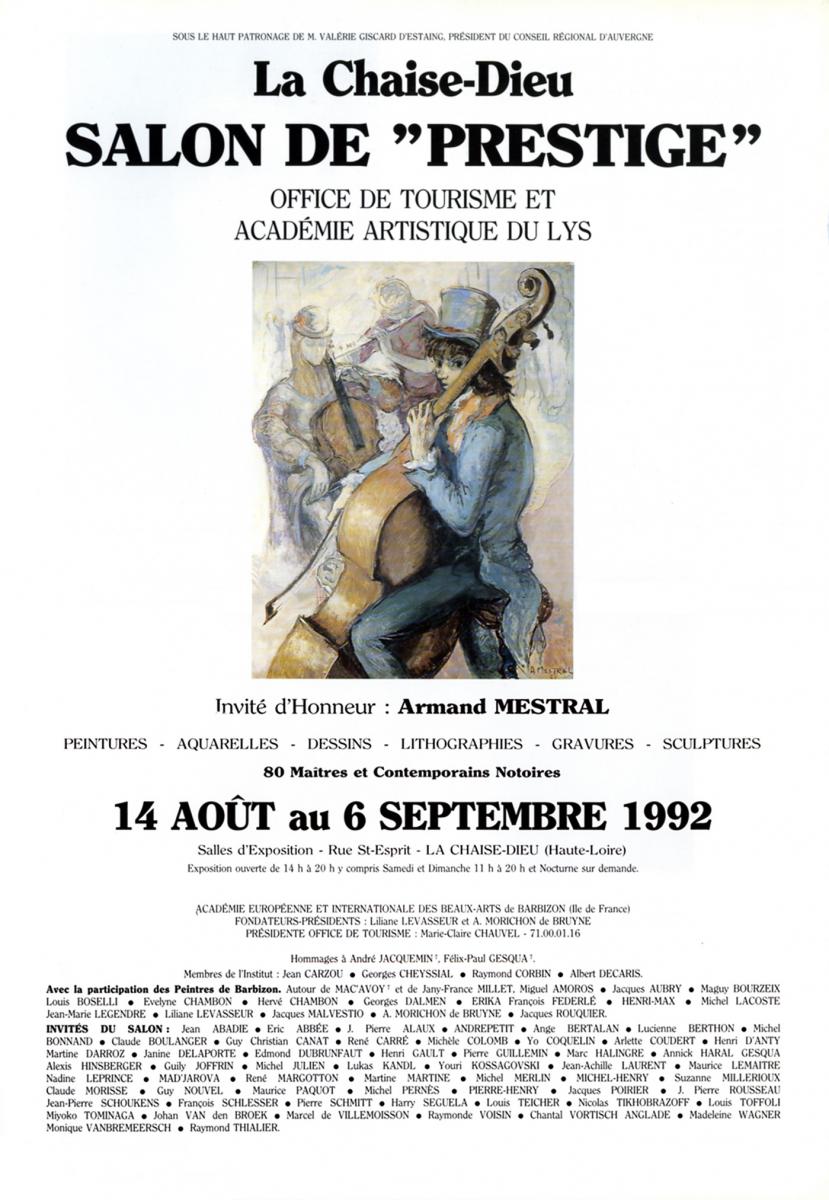 1992 - Exposition de Prestige pendant le 26ème Festival International de Musique de L'abbatiale de LA CHAISE DIEU en Haute-Loire