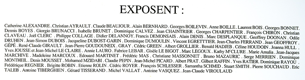 Liste des Exposants à RIVES 96 CNBDI ANGOULÊME 1996