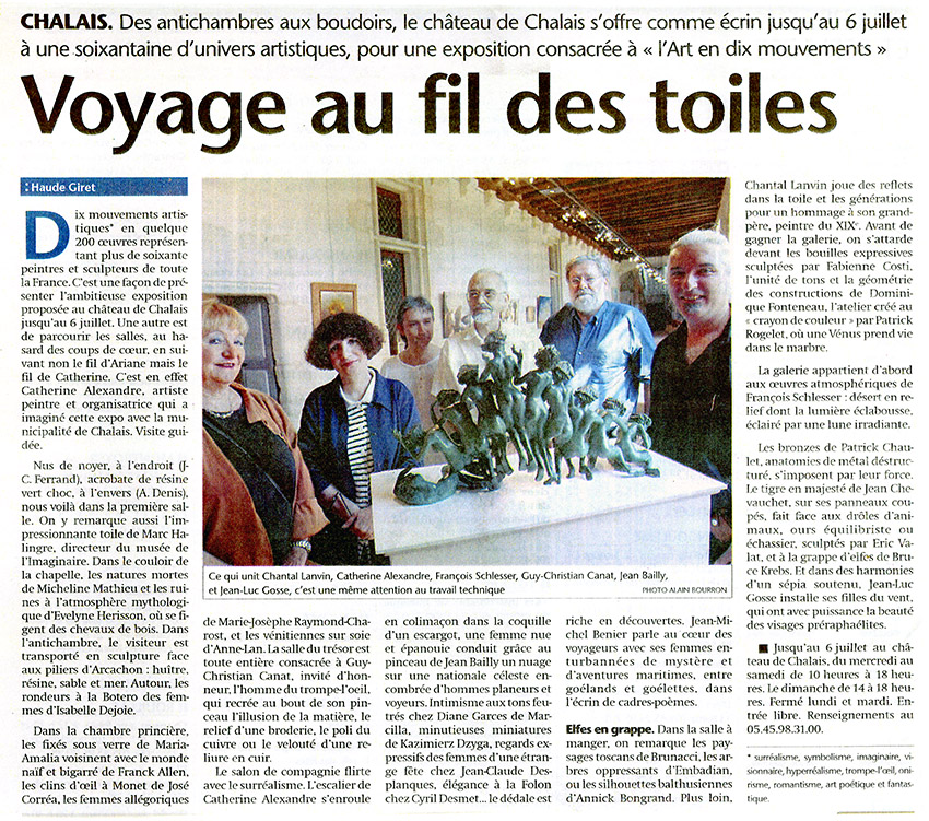 Article de presse - "DIX" L'ART EN DIX MOUVEMENTS Exposition Peinture - Sculpture   CHÂTEAU DE TALLEYRAND CHALAIS Charente (16)  DU 6 juin au 6 juillet 2003