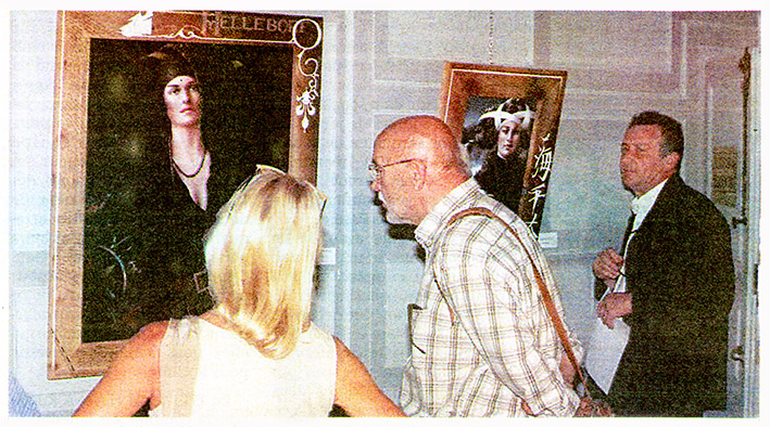 Devant les toiles de Jean-Michel Benier - "DIX" L'ART EN DIX MOUVEMENTS Exposition Peinture - Sculpture   CHÂTEAU DE TALLEYRAND CHALAIS Charente (16)  DU 6 juin au 6 juillet 2003