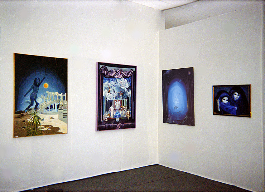 Exposition de "Vibration" (à gauche), huile sur toile de François Schlesser - Salon d'Automne, Grand Palais Paris 1991