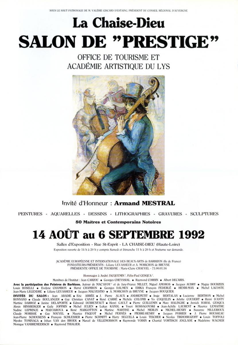 1992 - Exposition de Prestige pendant le 26ème Festival International de Musique de L'abbatiale de LA CHAISE DIEU en Haute-Loire