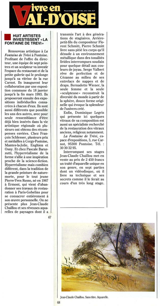 Article dans Vivre en Val d'Oise N°17 - Décembre-janvier 1993