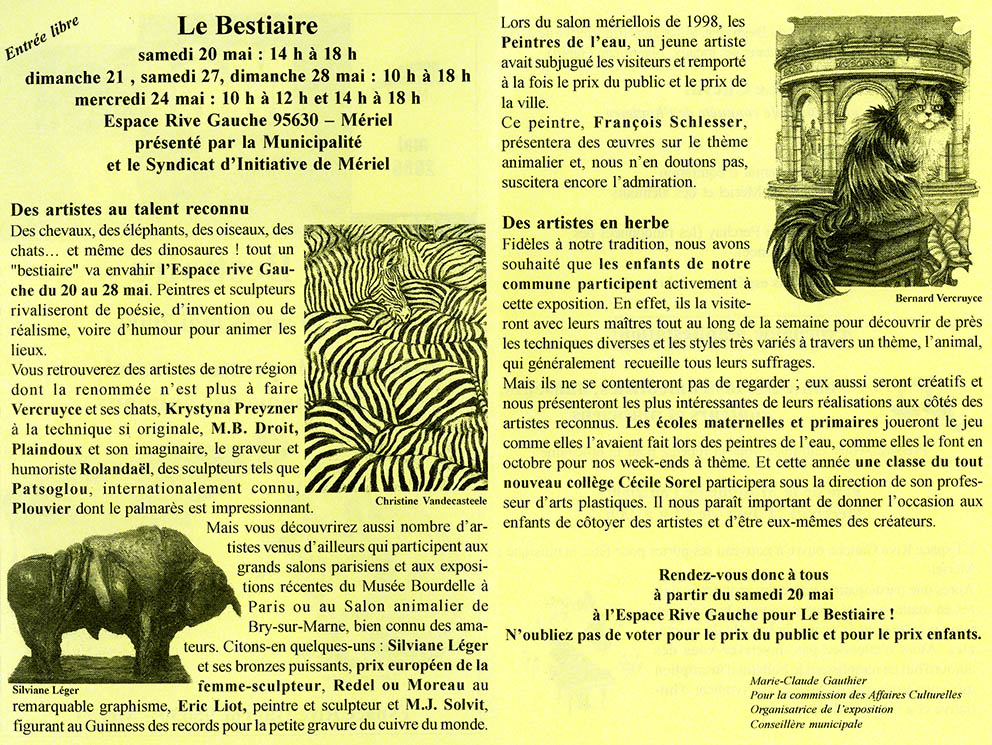 2000 - LE BESTIAIRE Exposition de groupe - Espace Rive Gauche Mériel (95)