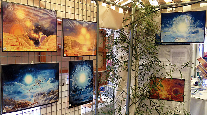 Exposition des Peintures de François Schlesser pendant le 8e Ciné Forum Science & Conscience "Origine" SARLAT (24) - 6 - 7 - 8 octobre 2017
