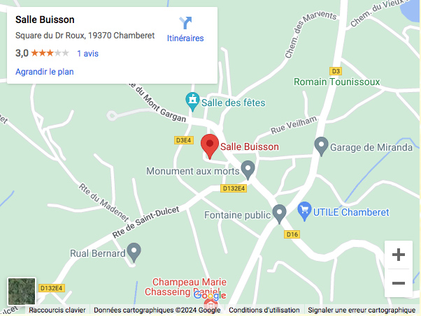 Plan d'accès Salle Buisson - Chamberet - Corrèze