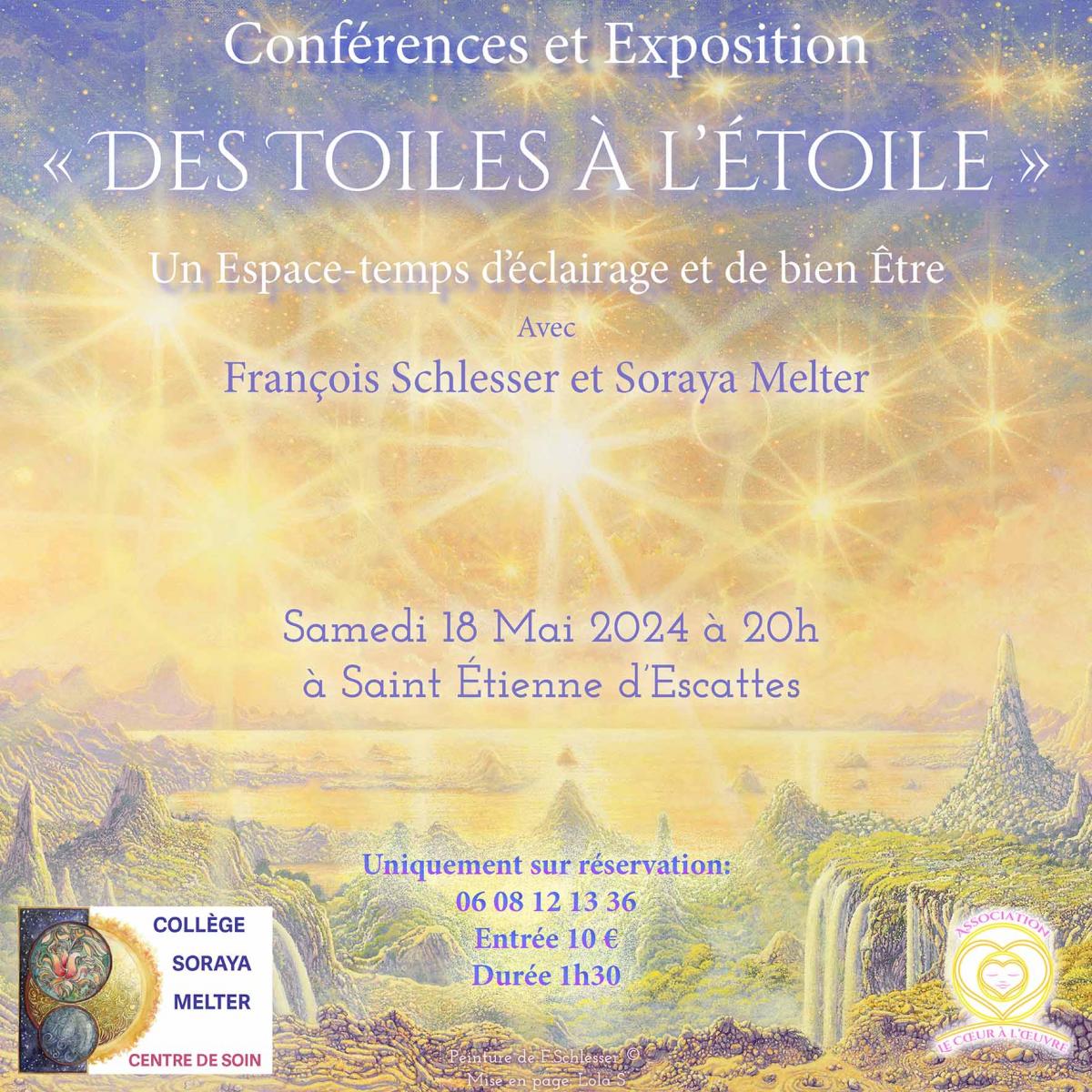 Affiche - CONFÉRENCES et EXPOSITION "DES TOILES À L'ÉTOILE"   Saint-Étienne-d'Escattes (30) - Gard   Samedi 18 mai 2024 à 20h