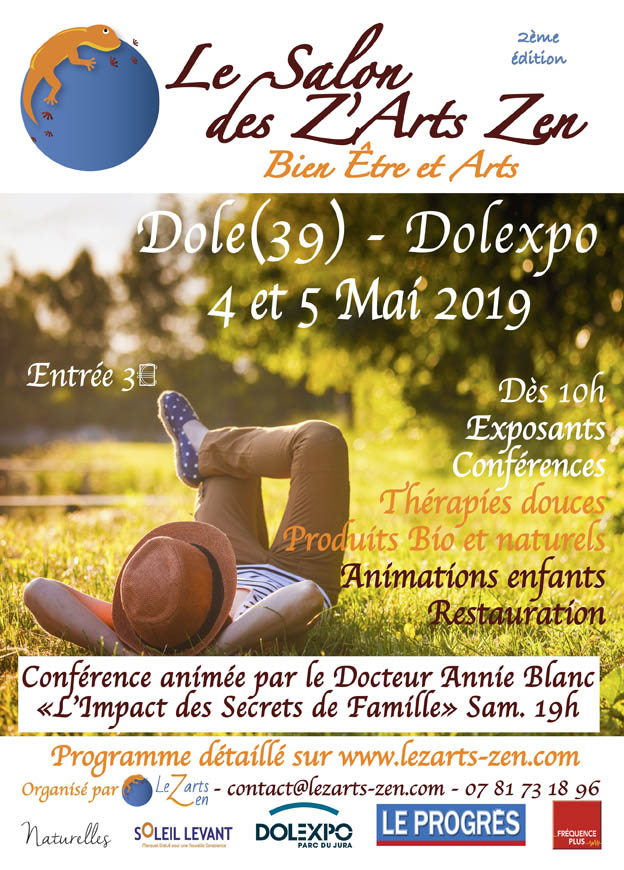 ​Affiche du 2e Salon des Z'Arts Zen - Dolexpo -  Dole (39) - Jura - 4 et 5 mai 2019 ​