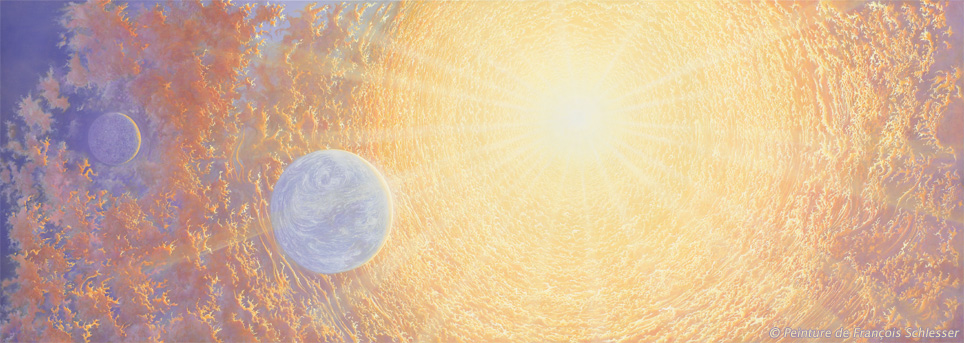 Dibond de "Vents solaires" © Peinture de François Schlesser - Voir les différents formats sur le site de Nature Céleste - Le nom de l'artiste en bas à droite ne figure pas sur la reproduction Dibond